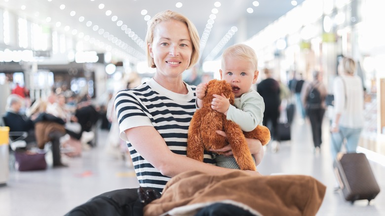 Mother and child at airport