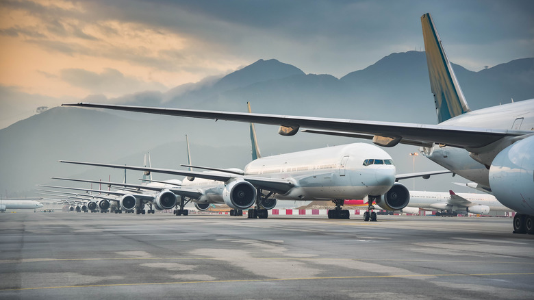 Aircraft waiting to take off