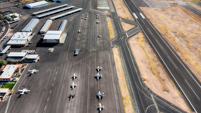 aerial view of small airport