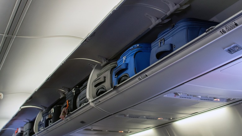 Carry-on luggage on a flight