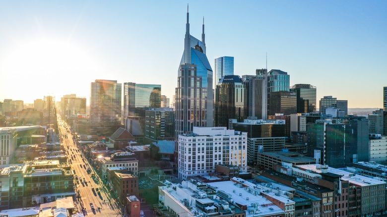 aerial of downtown Nashville