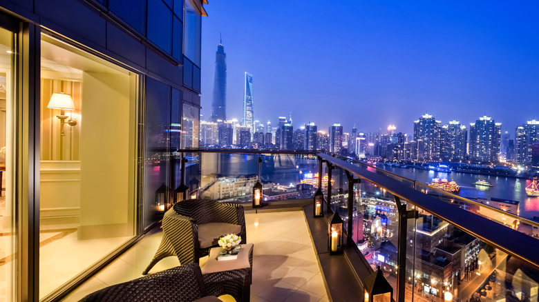 Balcony in a Shanghai luxury hotel