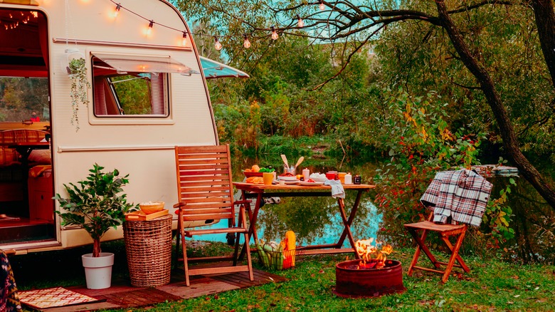 RV camper outdoor setup