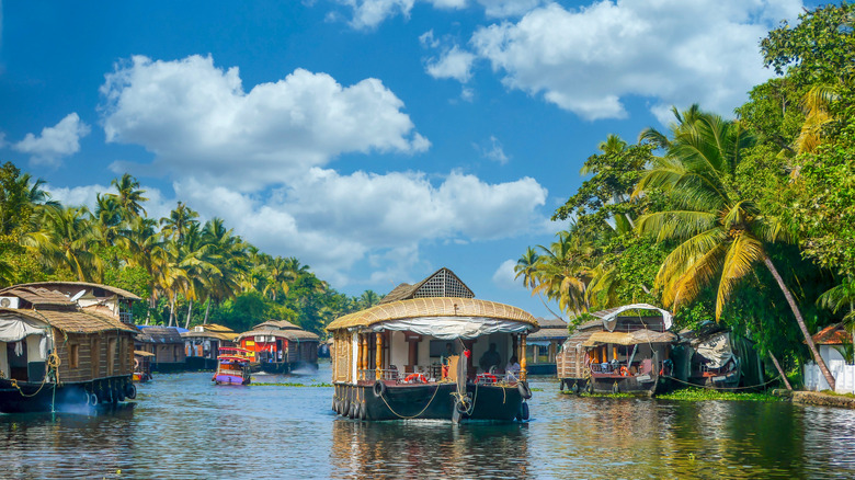 Boats on the river in India