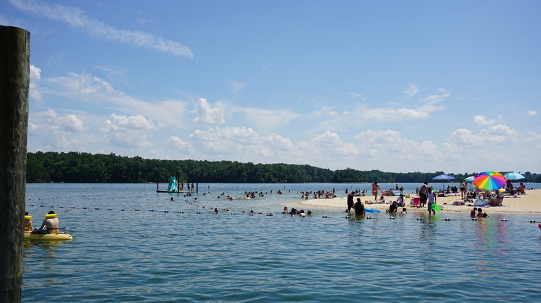 People enjoying the Smith Mountain Lake beach