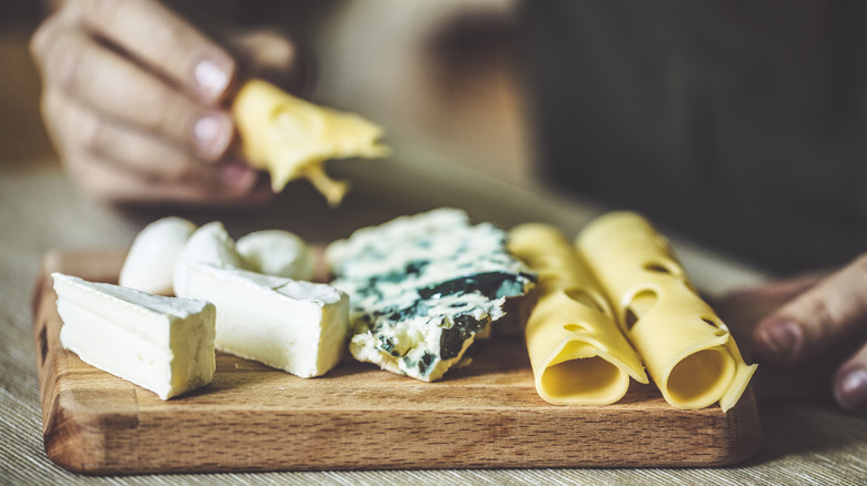 Cheeses on a cheeseboard