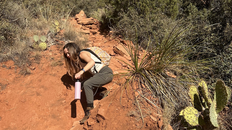 Hiker on a trail in Sedona, AZ