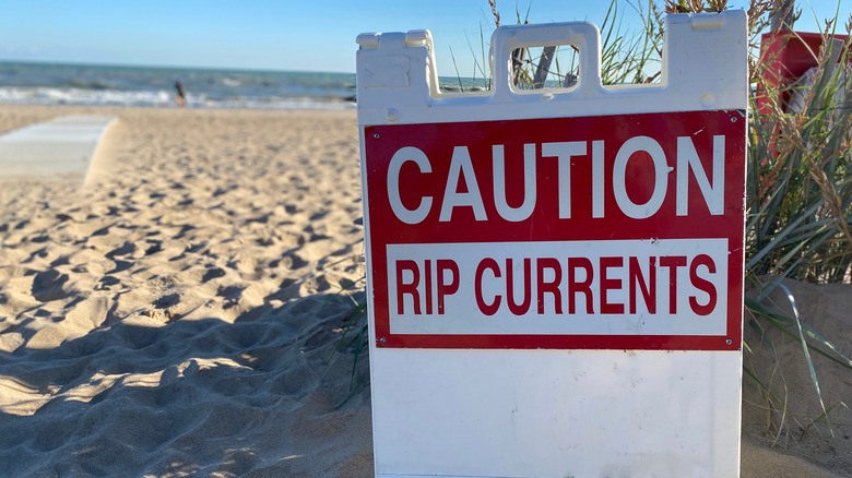 ﻿﻿rip current caution sign