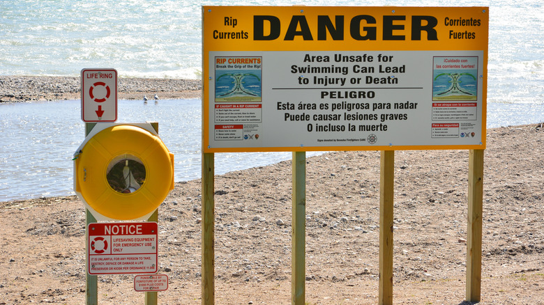 life ring and danger sign