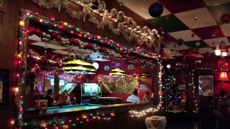 Christmas decor in bar