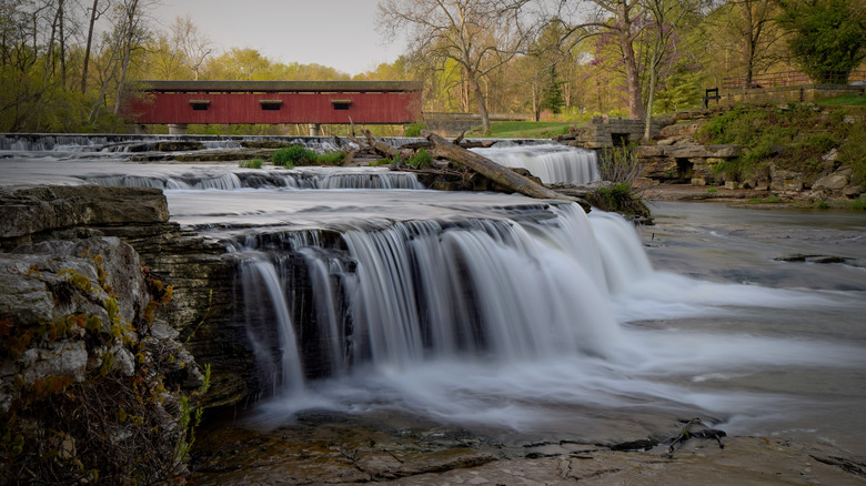 Cataract Falls and covered bridge