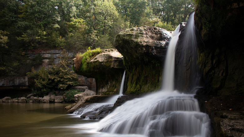 Water flowing over Cataract Falls in Owen County, Indiana