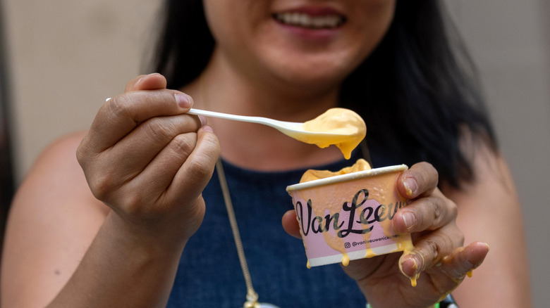 Girl eating Van Leeuwen ice cream