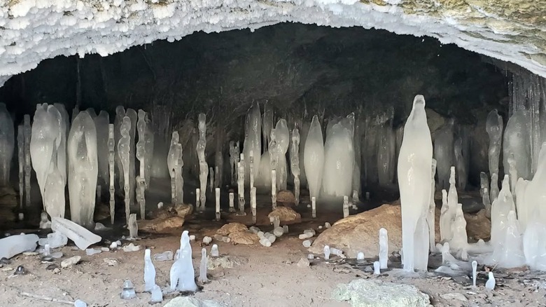 Ice formations in one of the Lost Canyon caves