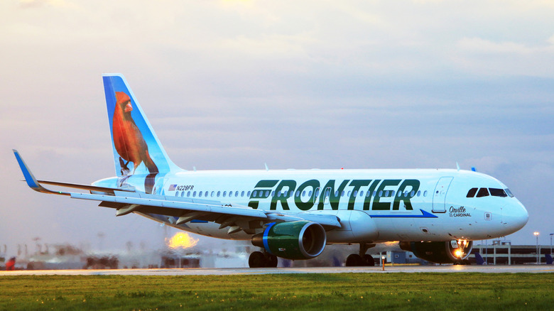 frontier airplane on tarmac