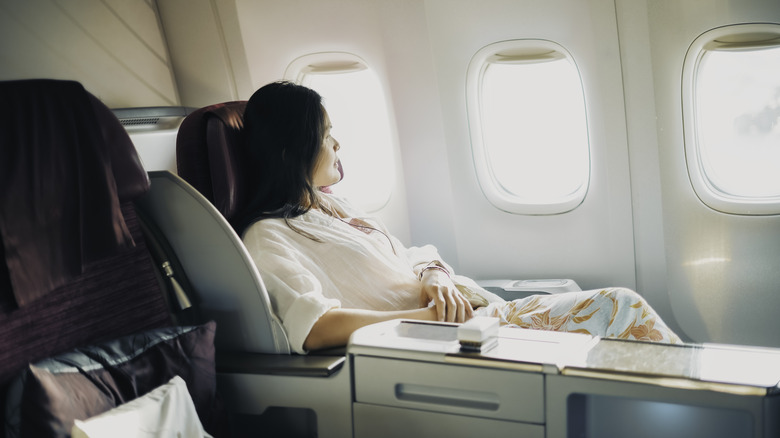 Passenger in business class seat