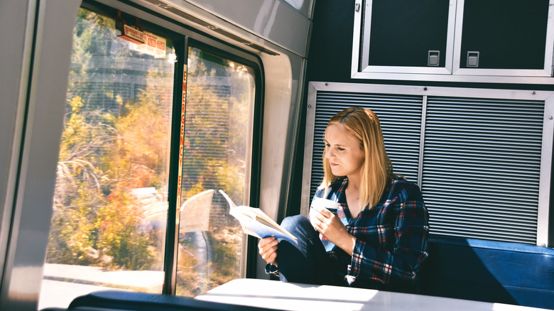 woman traveling on Amtrak