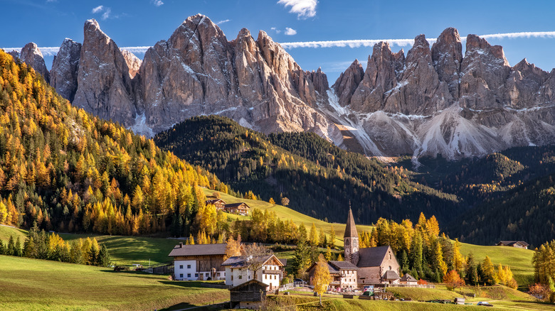 Italian village below the Dolomites