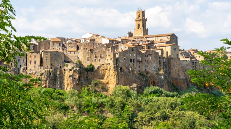 Landscape of Pitigliano's tufa architecture