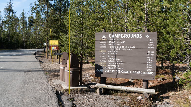 yellowstone campground sign