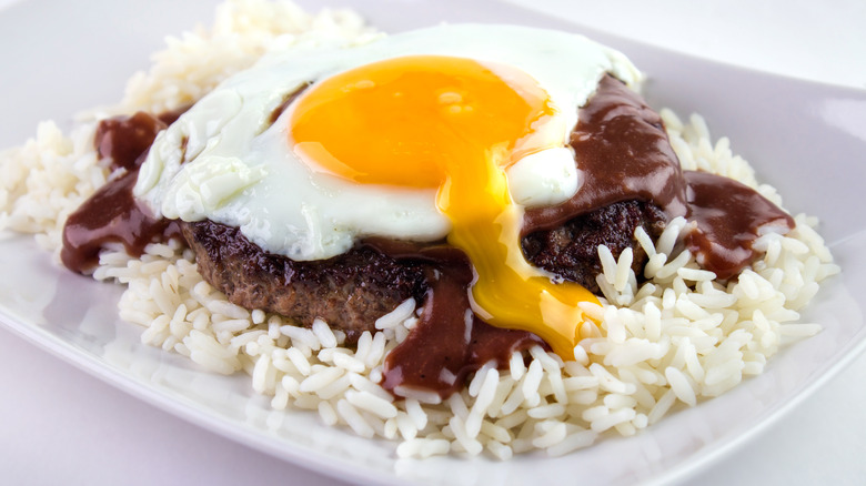 Loco moco plate egg hamburger rice