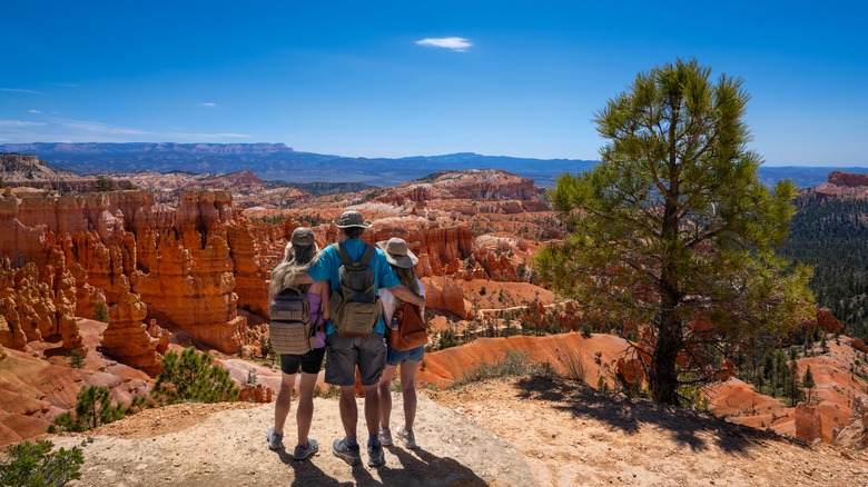 family looking at view at bryce canyon national park