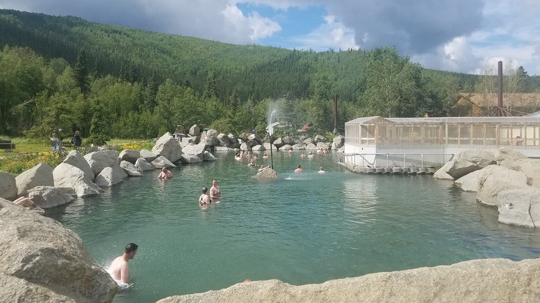 People in Alaskan hot springs