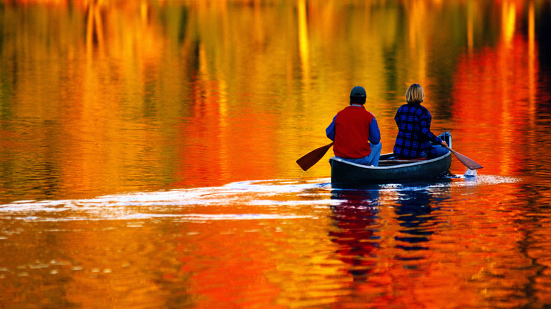 Two people in a canoe