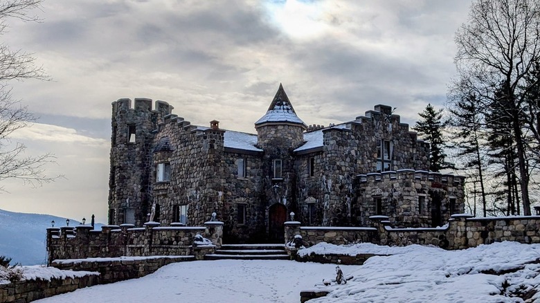 Exterior of Highlands Castle in winter