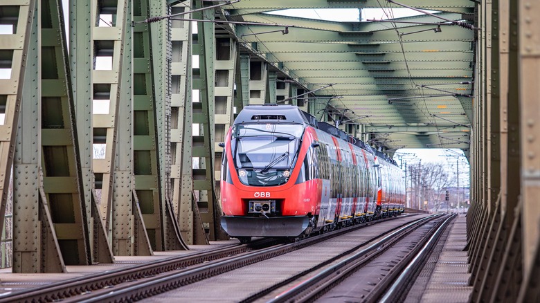 OBB Railjet on the Danube River bridge