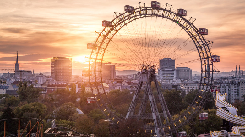 Vienna's Prater Ferris wheel at sunset