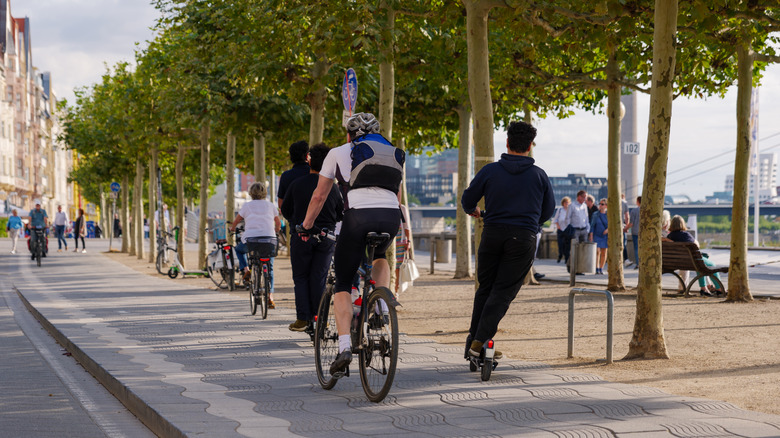 Bicycle lane in Dusseldorf Germany
