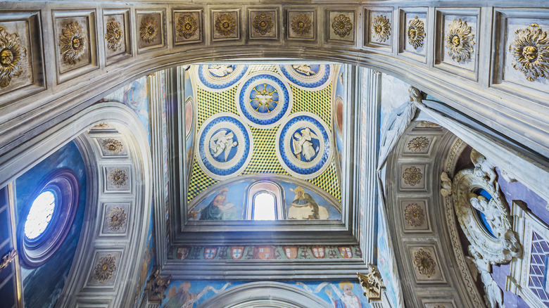 Sculptures decorate the ceiling of San Miniato Church