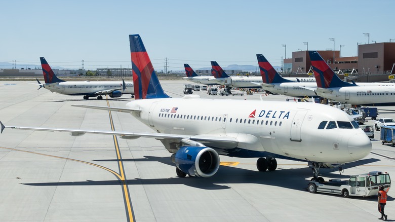 Delta planes at airport gate