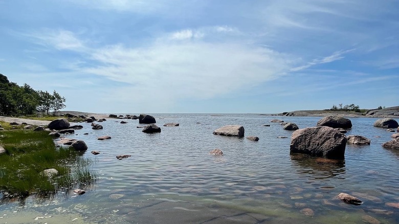 A rocky shoreline in Ulko-Tammio, Finland