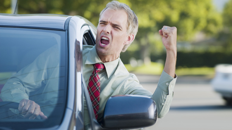 man expressing road rage in Los Angeles