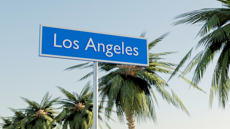 Close-up of Los Angeles street sign