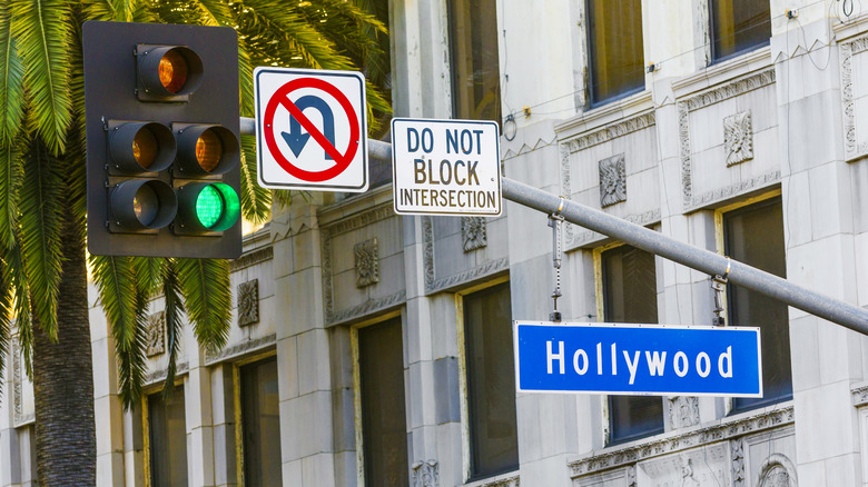 Traffic light on Hollywood Boulevard