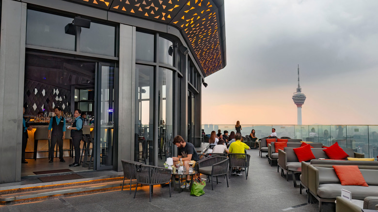 Rooftop bar on an overcast day