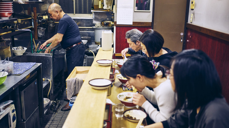 diners at ramen restaurant