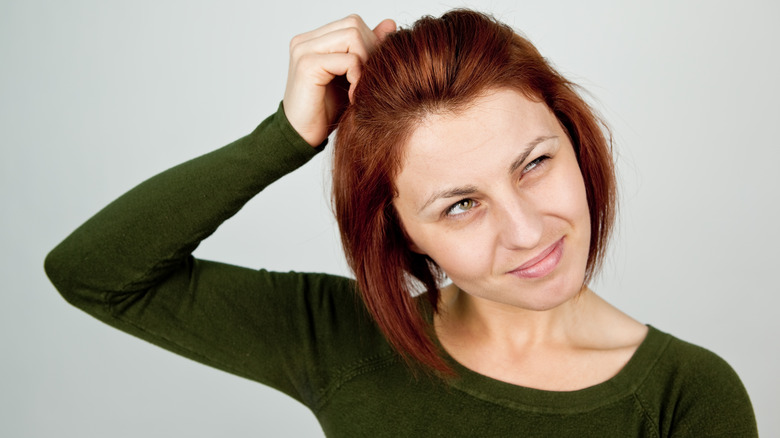 Woman remembering something