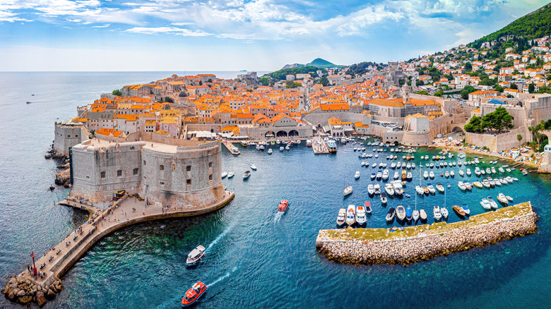 Dubrovnik, Croatia harbor with boats