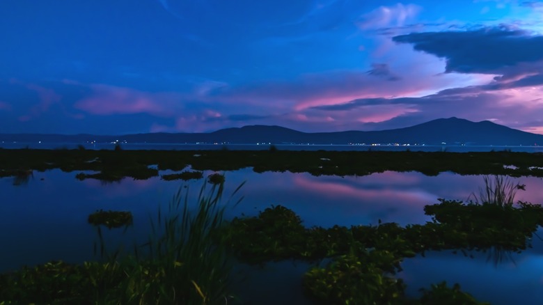 sunset over lake chapala