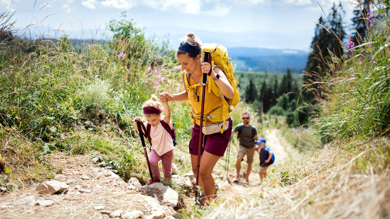 Family on a hiking trip