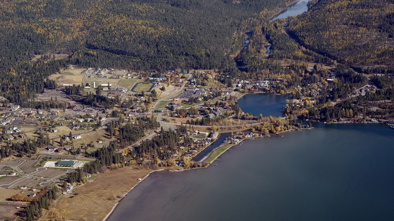 Ariel shot of Bigfork, Montana