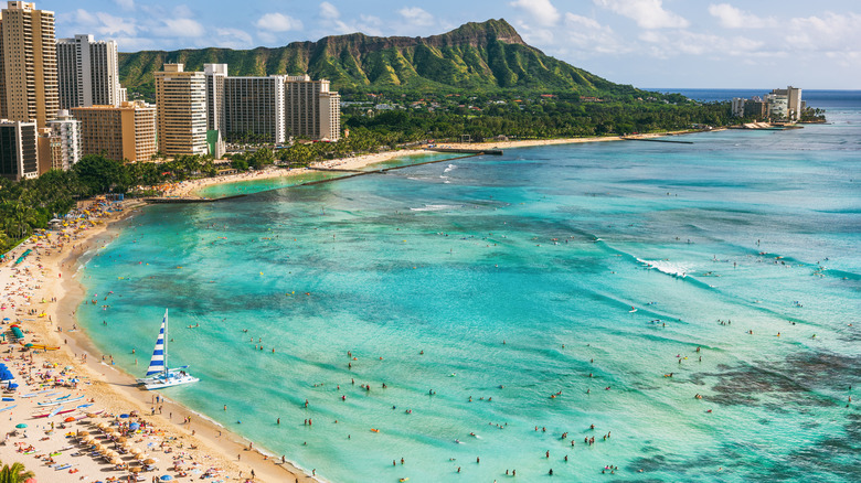 View over beach in Honolulu