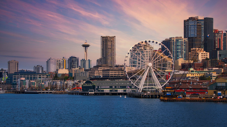 Downtown Seattle skyline at dusk