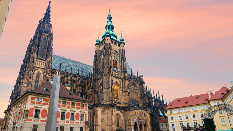 St. Vitus Cathedral and orange sky