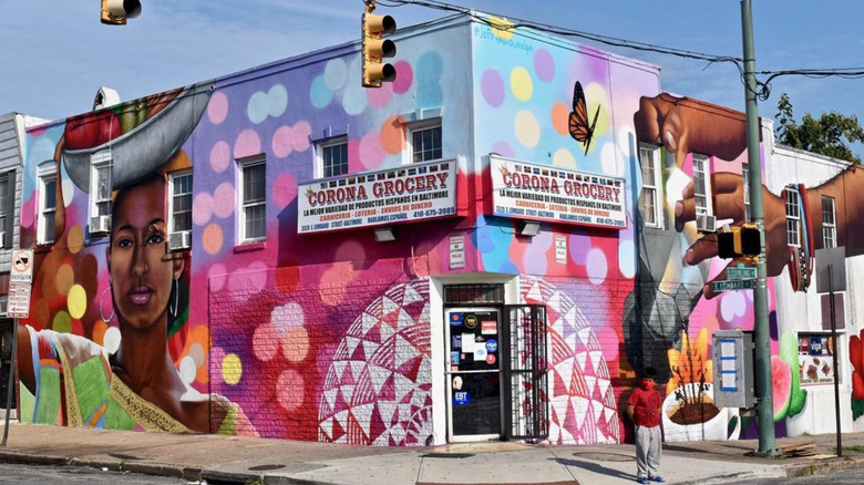 vibrant mural in Highlandtown