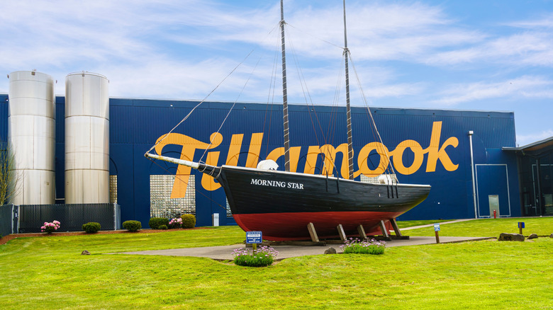 Boat in front of Tillamook Creamery